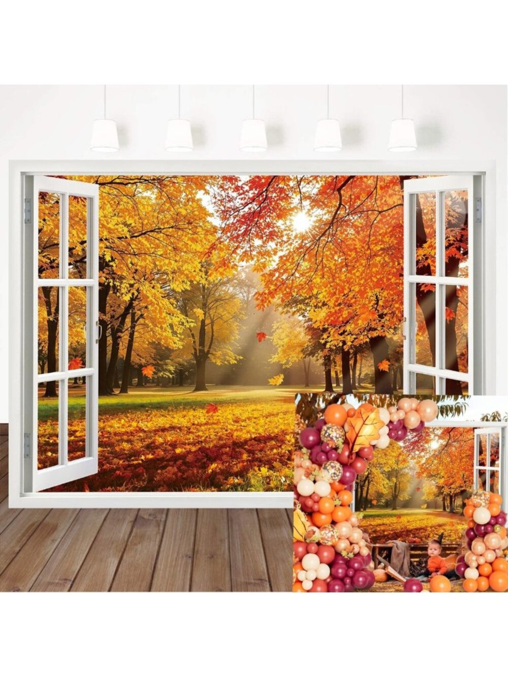Autumn Maple Leaf Backdrop - Fall Photography Background for Parties & Events